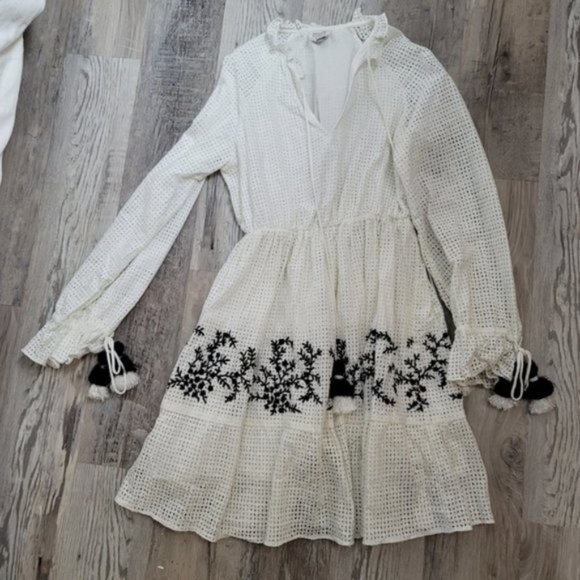 HEMANT & NANDITA Dresses & Skirts - Hemant & Nandita Eyelet Embroidered Mini Dress